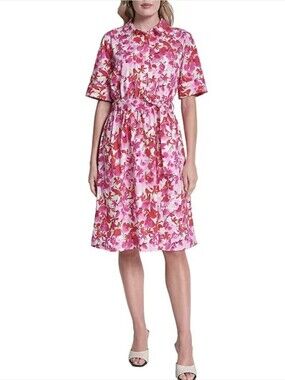 DKNY by Donna Karan Short Sleeve Belted Shirt Dress, Size 8